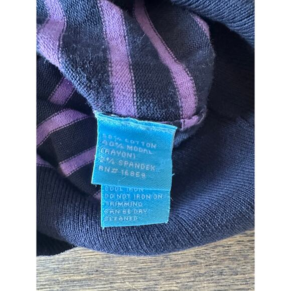 J.McLaughlin Striped Knit Sweater Purple Navy Gold Buttons S - Picture 3 of 8